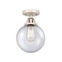 Innovations Lighting Beacon 8" Wide Semi-Flush Globe Ceiling Fixture Polished Nickel / Seedy