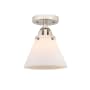 Innovations Lighting Cone 8" Wide Semi-Flush Ceiling Fixture with Cone Shade Polished Nickel / Matte White