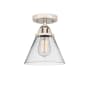 Innovations Lighting Cone 8" Wide Semi-Flush Ceiling Fixture with Cone Shade Polished Nickel / Clear