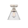 Innovations Lighting Cone 8" Wide Semi-Flush Ceiling Fixture with Cone Shade Polished Nickel / Seedy