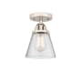 Innovations Lighting Cone 7" Wide Semi-Flush Ceiling Fixture Polished Nickel / Seedy