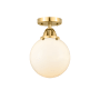 Innovations Lighting Beacon 8" Wide Semi-Flush Globe Ceiling Fixture Satin Gold / Matte White