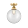 Innovations Lighting Beacon 10" Wide Semi-Flush Globe Ceiling Fixture Satin Gold / Clear