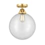 Innovations Lighting Beacon 12" Wide Semi-Flush Globe Ceiling Fixture Satin Gold / Clear