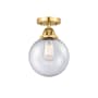 Innovations Lighting Beacon 8" Wide Semi-Flush Globe Ceiling Fixture Satin Gold / Seedy