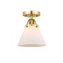 Innovations Lighting Cone 8" Wide Semi-Flush Ceiling Fixture with Cone Shade Satin Gold / Matte White