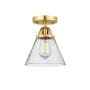 Innovations Lighting Cone 8" Wide Semi-Flush Ceiling Fixture with Cone Shade Satin Gold / Seedy