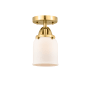 Innovations Lighting Bell 5" Wide Semi-Flush Ceiling Fixture Satin Gold / Matte White