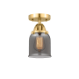 Innovations Lighting Bell 5" Wide Semi-Flush Ceiling Fixture Satin Gold / Plated Smoke