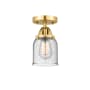 Innovations Lighting Bell 5" Wide Semi-Flush Ceiling Fixture Satin Gold / Seedy