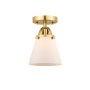 Innovations Lighting Cone 7" Wide Semi-Flush Ceiling Fixture Satin Gold / Matte White