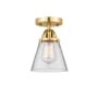 Innovations Lighting Cone 6" Wide Semi-Flush Ceiling Fixture Satin Gold / Clear