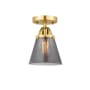 Innovations Lighting Cone 7" Wide Semi-Flush Ceiling Fixture Satin Gold / Plated Smoke
