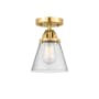 Innovations Lighting Cone 7" Wide Semi-Flush Ceiling Fixture Satin Gold / Seedy