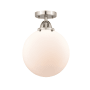 Innovations Lighting Beacon 10" Wide Semi-Flush Globe Ceiling Fixture Brushed Satin Nickel / Matte White