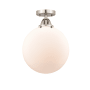 Innovations Lighting Beacon 12" Wide Semi-Flush Globe Ceiling Fixture Brushed Satin Nickel / Matte White
