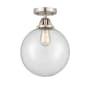 Innovations Lighting Beacon 10" Wide Semi-Flush Globe Ceiling Fixture Brushed Satin Nickel / Clear