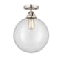Innovations Lighting Beacon 12" Wide Semi-Flush Globe Ceiling Fixture Brushed Satin Nickel / Clear