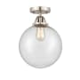 Innovations Lighting Beacon 10" Wide Semi-Flush Globe Ceiling Fixture Brushed Satin Nickel / Seedy