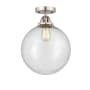 Innovations Lighting Beacon 12" Wide Semi-Flush Globe Ceiling Fixture Brushed Satin Nickel / Seedy