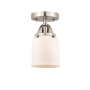 Innovations Lighting Bell 5" Wide Semi-Flush Ceiling Fixture Brushed Satin Nickel / Matte White