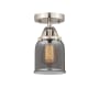 Innovations Lighting Bell 5" Wide Semi-Flush Ceiling Fixture Brushed Satin Nickel / Plated Smoke