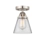 Innovations Lighting Cone 6" Wide Semi-Flush Ceiling Fixture Brushed Satin Nickel / Clear