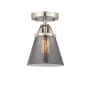 Innovations Lighting Cone 6" Wide Semi-Flush Ceiling Fixture Brushed Satin Nickel / Plated Smoke