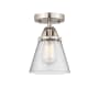 Innovations Lighting Cone 6" Wide Semi-Flush Ceiling Fixture Brushed Satin Nickel / Seedy