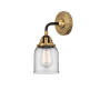 Innovations Lighting Bell 10" Tall Wall Sconce Black Antique Brass / Clear
