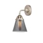Innovations Lighting Cone 10" Tall Wall Sconce Brushed Satin Nickel / Plated Smoke