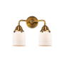 Innovations Lighting Bell 2 Light 13" Wide Vanity Light Brushed Brass / Matte White
