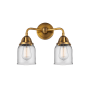 Innovations Lighting Bell 2 Light 13" Wide Vanity Light Brushed Brass / Clear