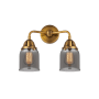 Innovations Lighting Bell 2 Light 13" Wide Vanity Light Brushed Brass / Plated Smoke