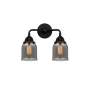 Innovations Lighting Bell 2 Light 13" Wide Vanity Light Matte Black / Plated Smoke