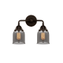 Innovations Lighting Bell 2 Light 13" Wide Vanity Light Oil Rubbed Bronze / Plated Smoke