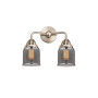 Innovations Lighting Bell 2 Light 13" Wide Vanity Light Brushed Satin Nickel / Plated Smoke