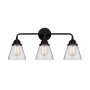 Innovations Lighting Cone 3 Light 24" Wide Vanity Light Matte Black / Clear