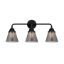 Innovations Lighting Cone 3 Light 24" Wide Vanity Light Matte Black / Plated Smoke