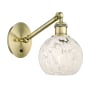 Innovations Lighting White Mouchette 8" Tall Wall Sconce Antique Brass