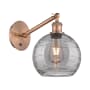 Innovations Lighting Athens Deco Swirl 10" Tall Swing Arm Wall Sconce Antique Copper / Light Smoke Deco Swirl