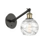 Innovations Lighting Athens 12" Tall Wall Sconce Black Antique Brass / Clear Deco Swirl
