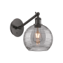 Innovations Lighting Athens Deco Swirl 10" Tall Swing Arm Wall Sconce Oil Rubbed Bronze / Light Smoke Deco Swirl