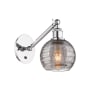 Innovations Lighting Athens Deco Swirl 8" Tall Swing Arm Wall Sconce Polished Chrome / Light Smoke Deco Swirl