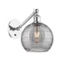 Innovations Lighting Athens Deco Swirl 10" Tall Swing Arm Wall Sconce Polished Chrome / Light Smoke Deco Swirl