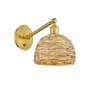 Innovations Lighting Woven Rattan 12" Tall Wall Sconce with Shade Satin Gold / Natural