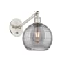 Innovations Lighting Athens Deco Swirl 10" Tall Swing Arm Wall Sconce Brushed Satin Nickel / Light Smoke Deco Swirl