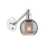 Innovations Lighting Athens Deco Swirl 8" Tall Swing Arm Wall Sconce White Polished Chrome / Light Smoke Deco Swirl