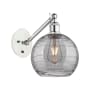 Innovations Lighting Athens Deco Swirl 10" Tall Swing Arm Wall Sconce White Polished Chrome / Light Smoke Deco Swirl
