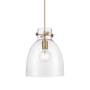 Innovations Lighting Newton Bell 10" Wide Pendant Brushed Brass / Clear